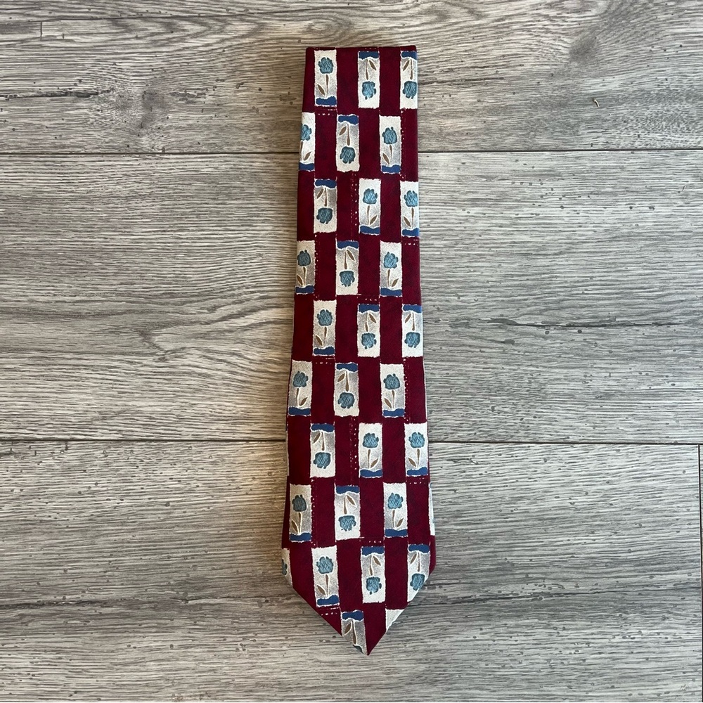 Zylos George Machado Vintage Mens Neck Tie Geometric Abstract Floral Silk Dressy